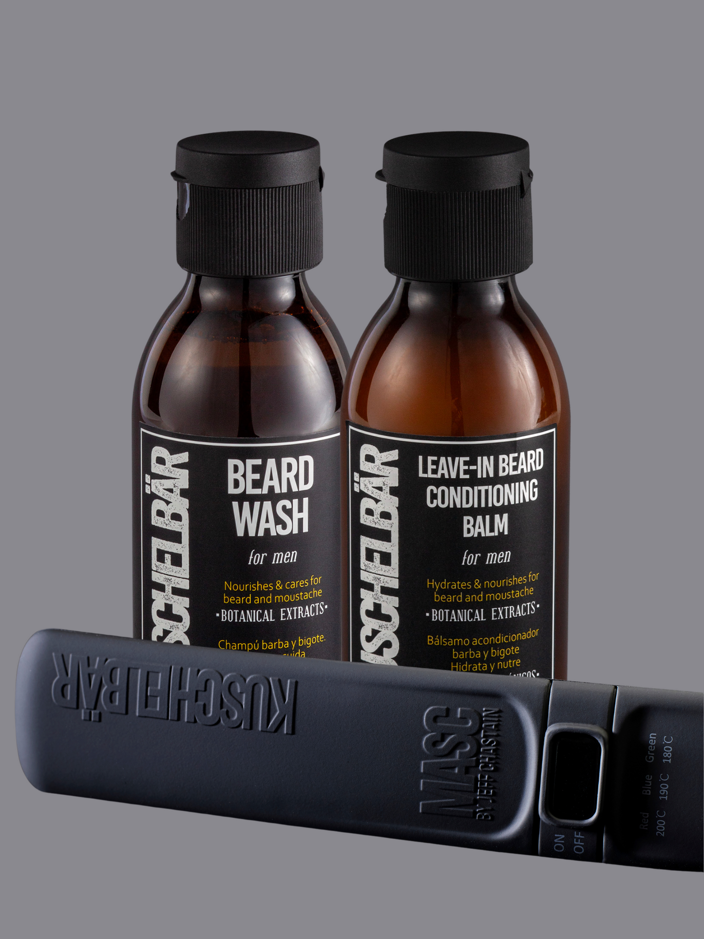 Zestaw Beard Essentials Trio - 3 elem. (szczotka prostująca, szampon, balsam)